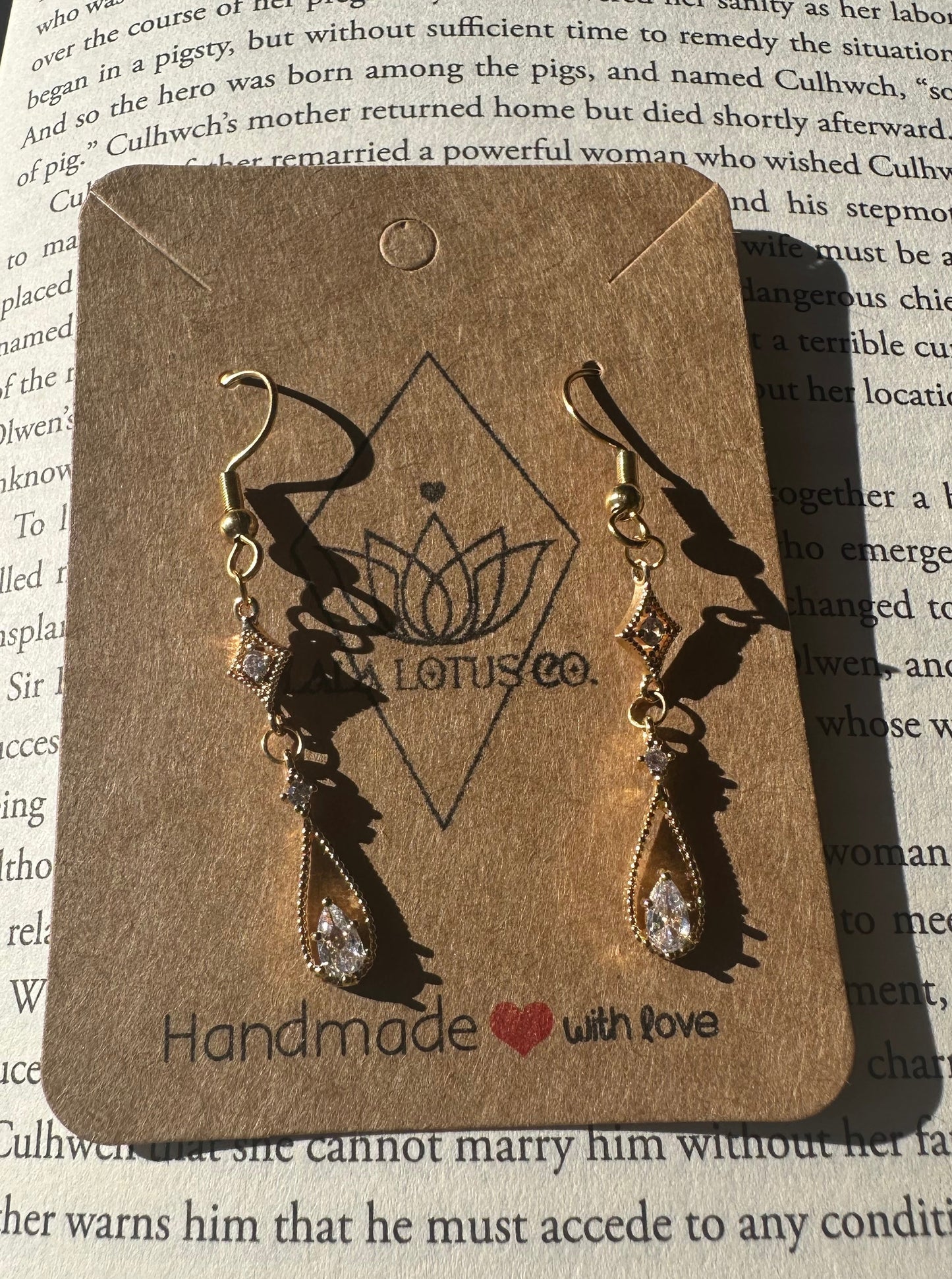 Gold Art Deco Drop Earrings