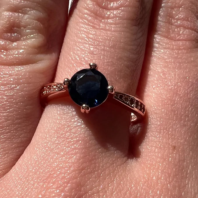 Blue Sapphire and White Topaz Ring