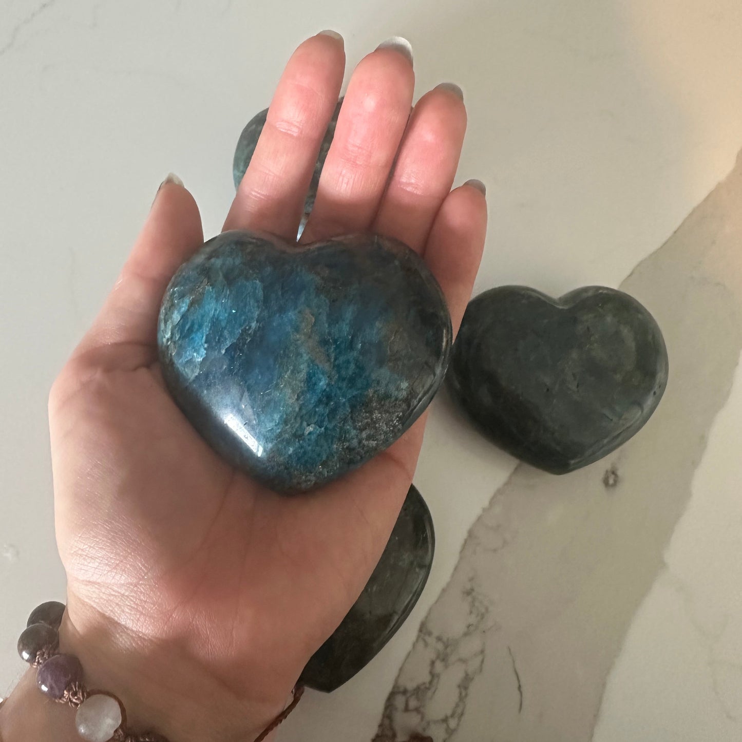 Blue Apatite Heart Palm Stone