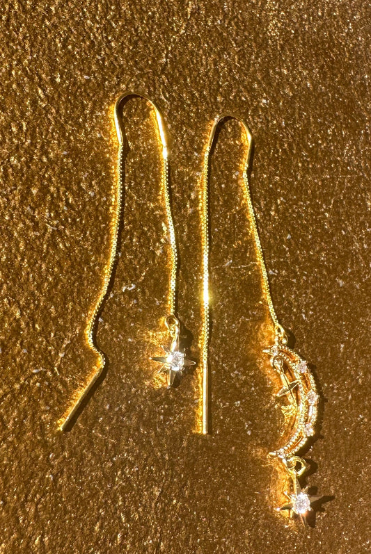Gold Celestial Threader Earrings