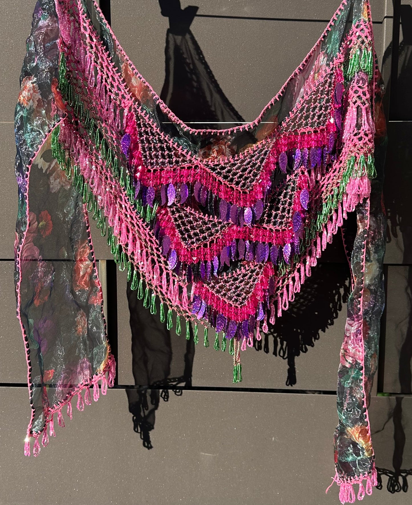 Pink, green  purple hip scarf