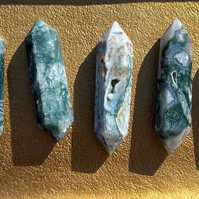 Double Terminated Moss Agate Wands