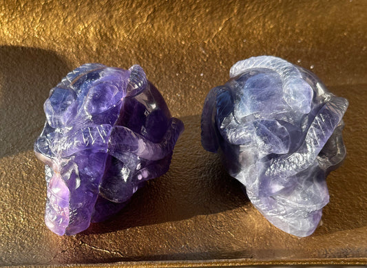 Rainbow Fluorite Snake Skull Carving