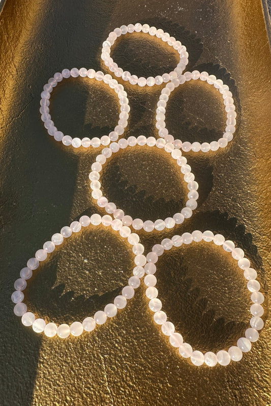 Natural Mangano Calcite Stretch Bracelet (UV Reactive)