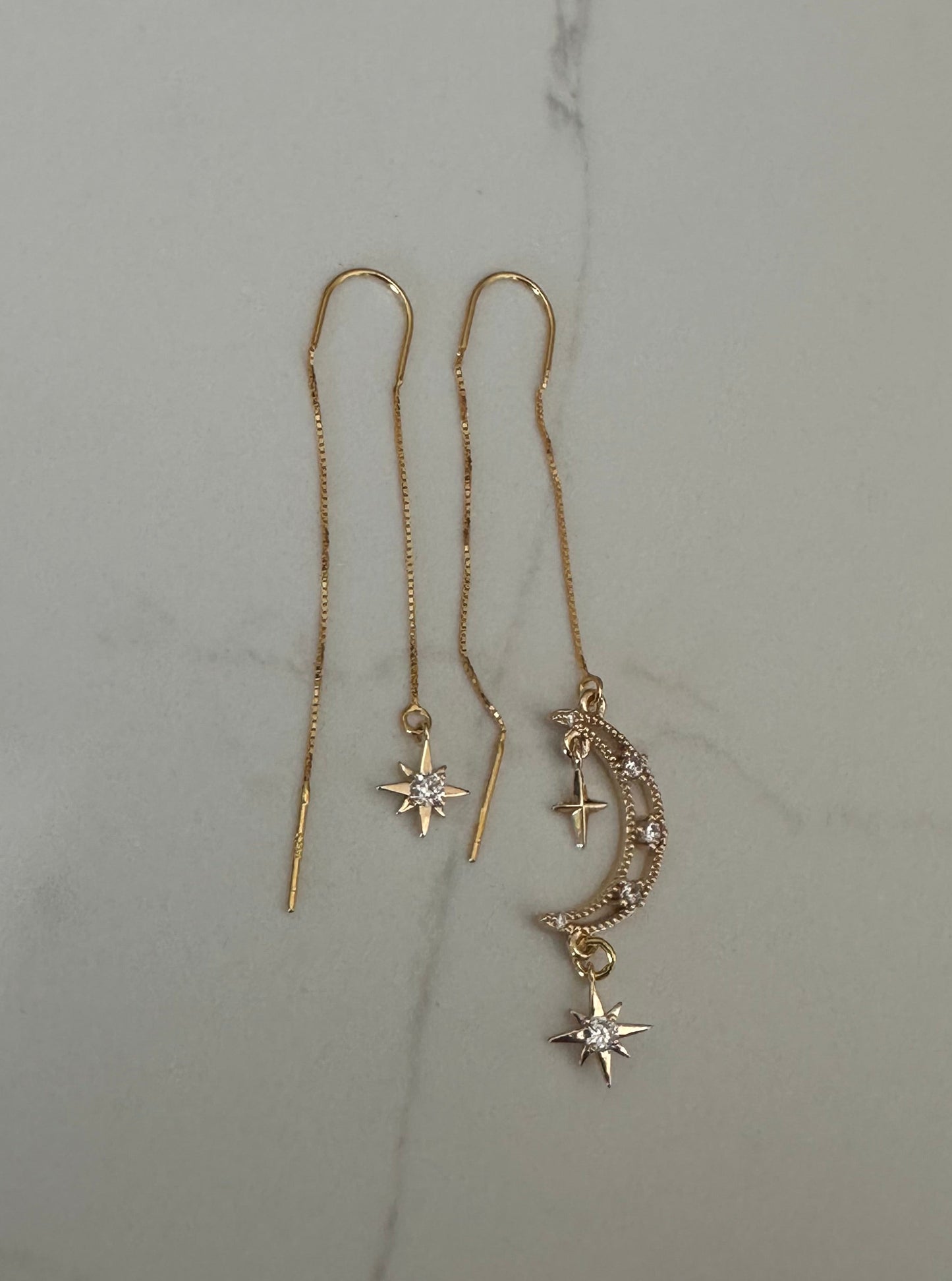 Gold Celestial Threader Earrings