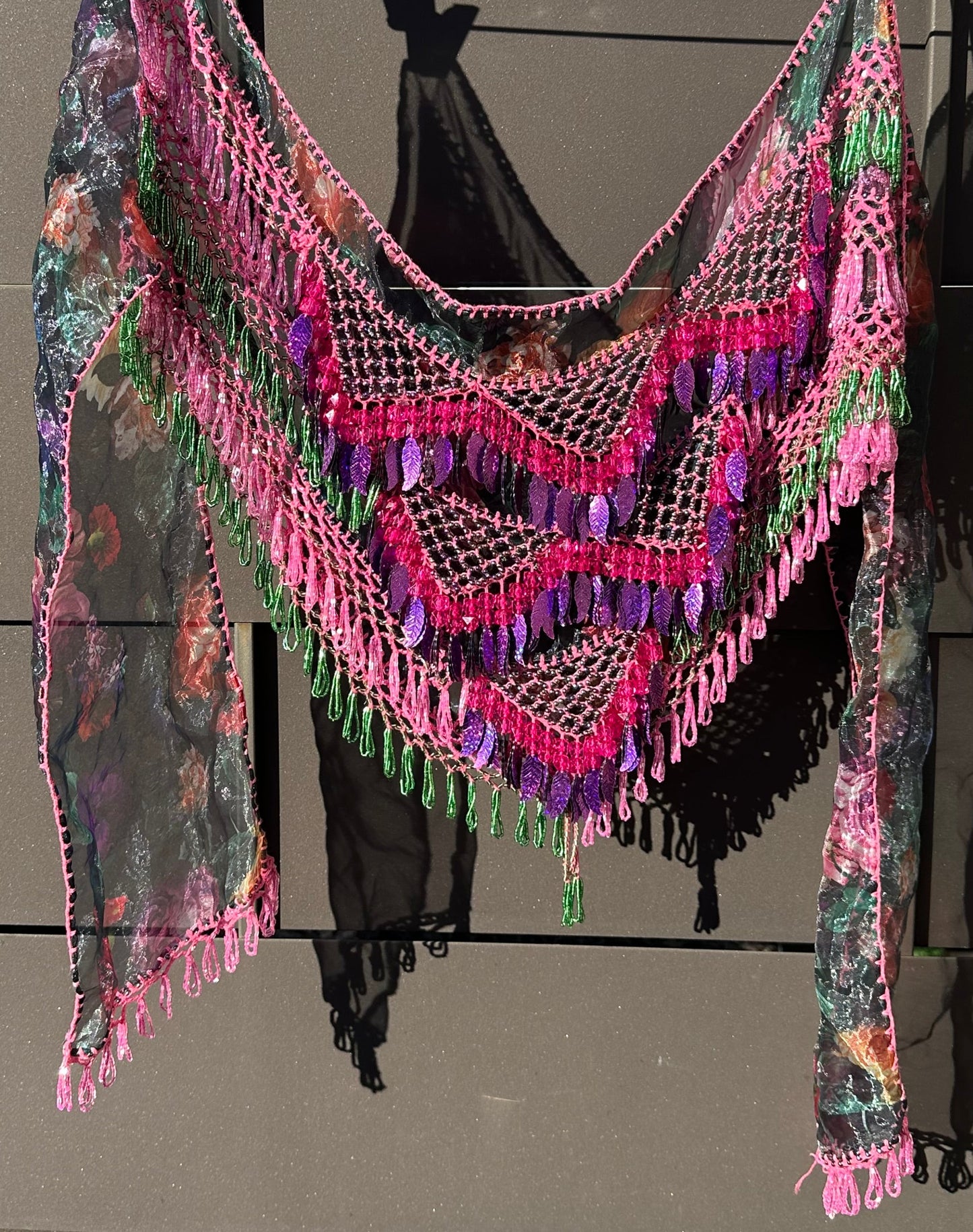 Pink, green  purple hip scarf