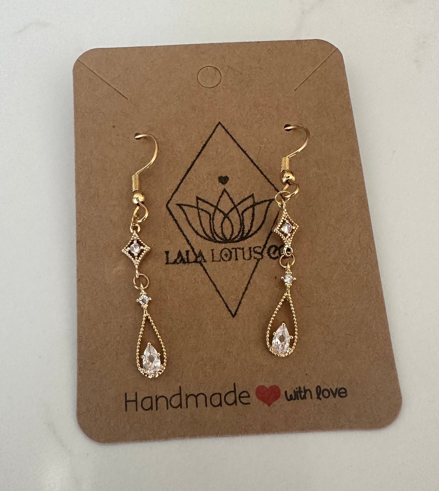 Gold Art Deco Drop Earrings