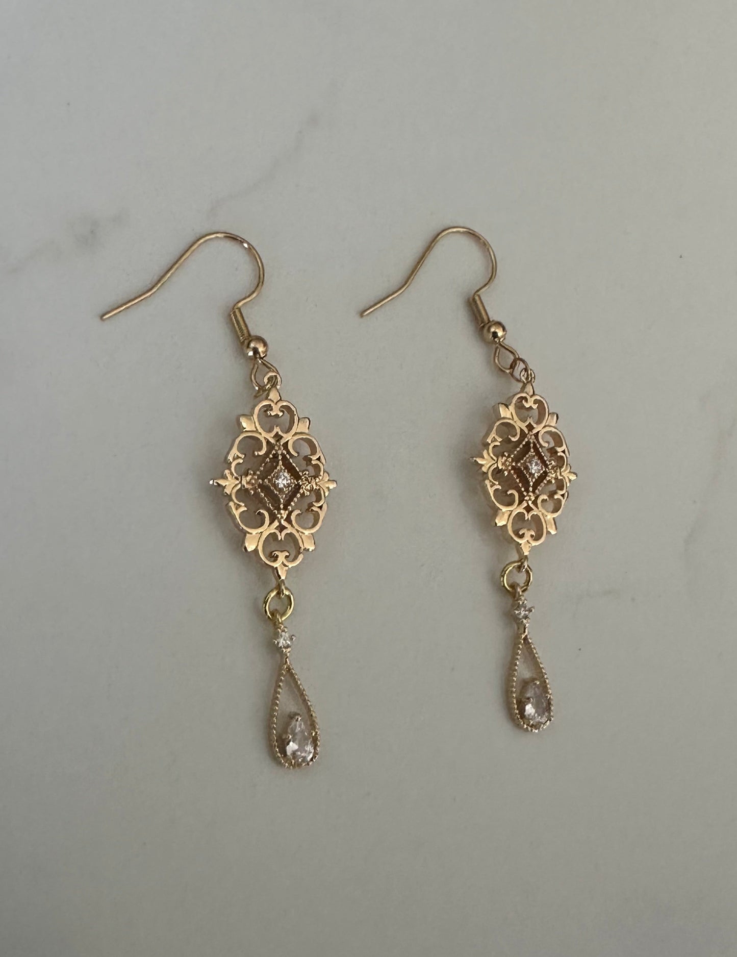 Golden Art Deco Earrings