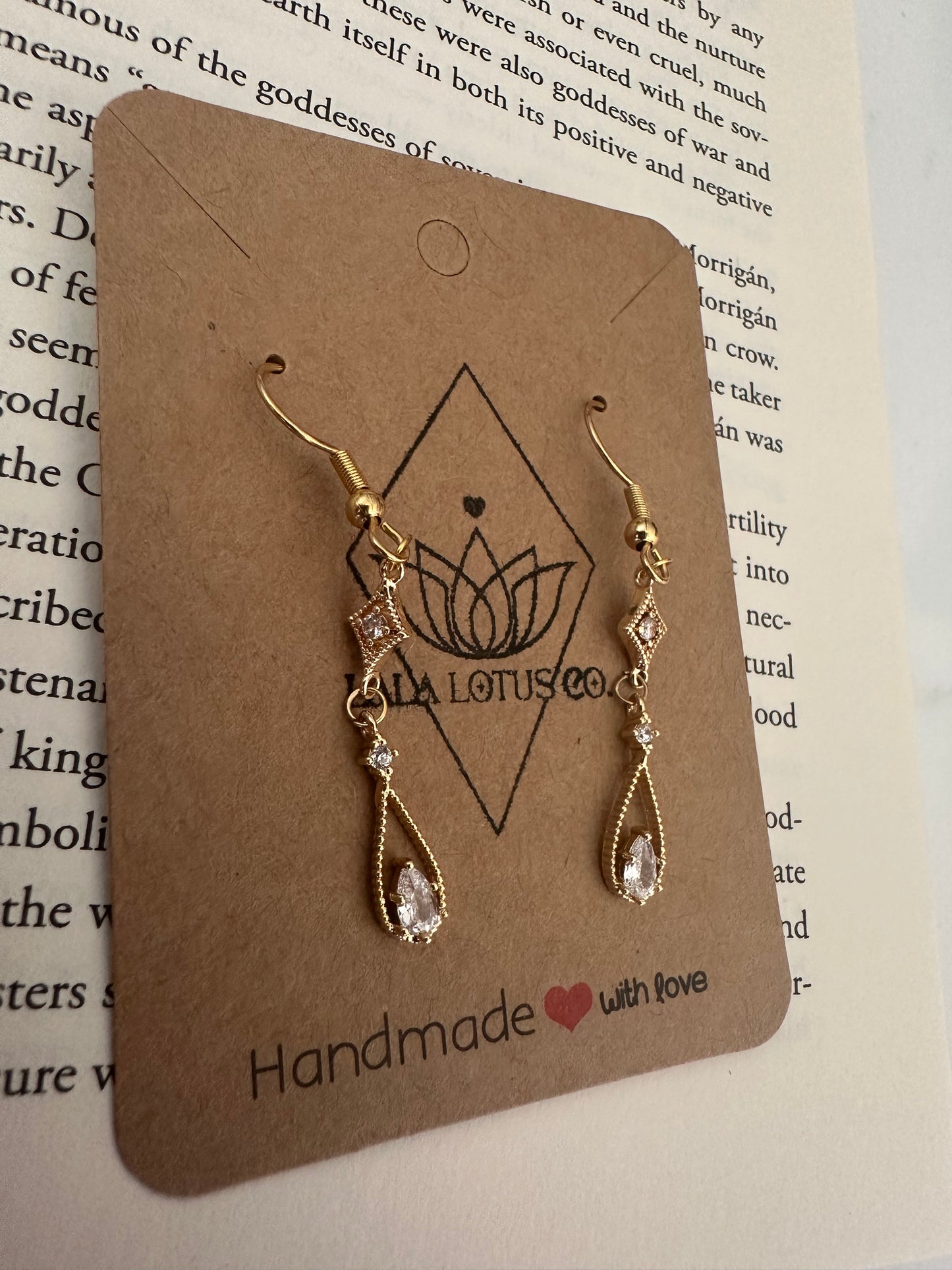 Gold Art Deco Drop Earrings