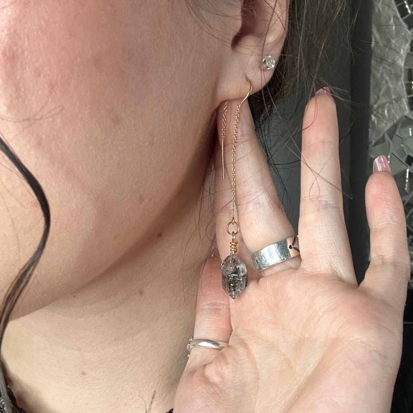 Herkimer Diamond Threader Earrings