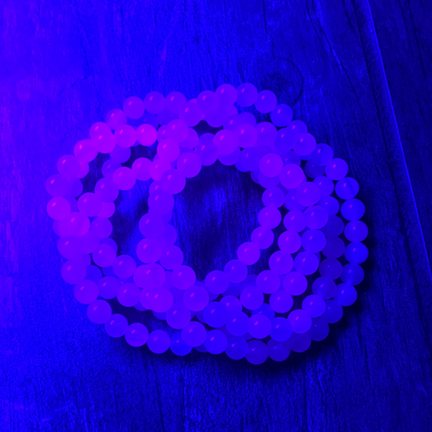 Natural Mangano Calcite Stretch Bracelet (UV Reactive)