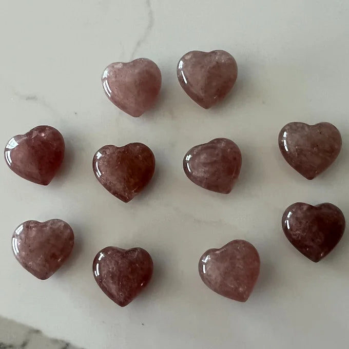 Mini Strawberry Quartz Hearts