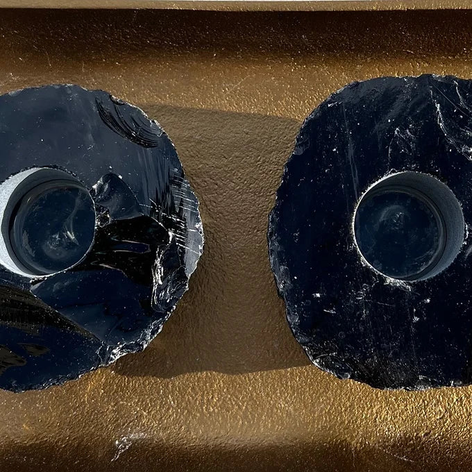 Obsidian Candle Holders