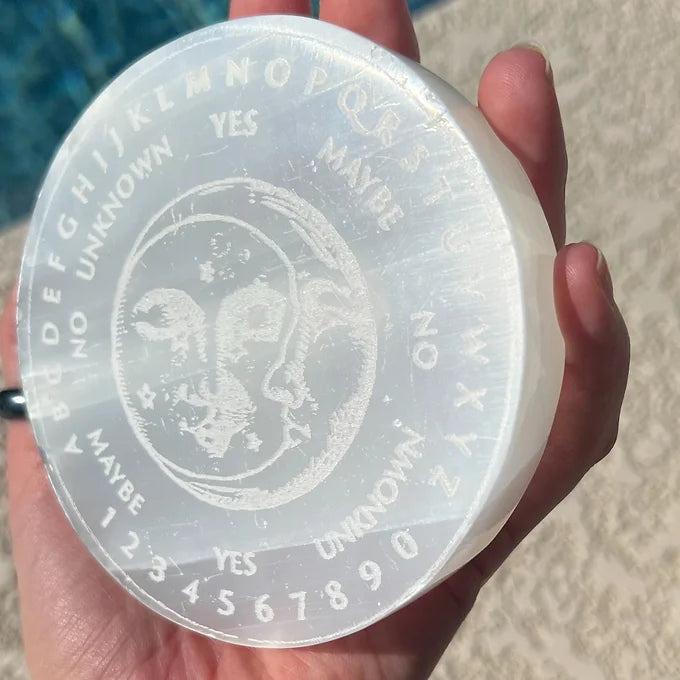 Selenite Etched Pendulum Board