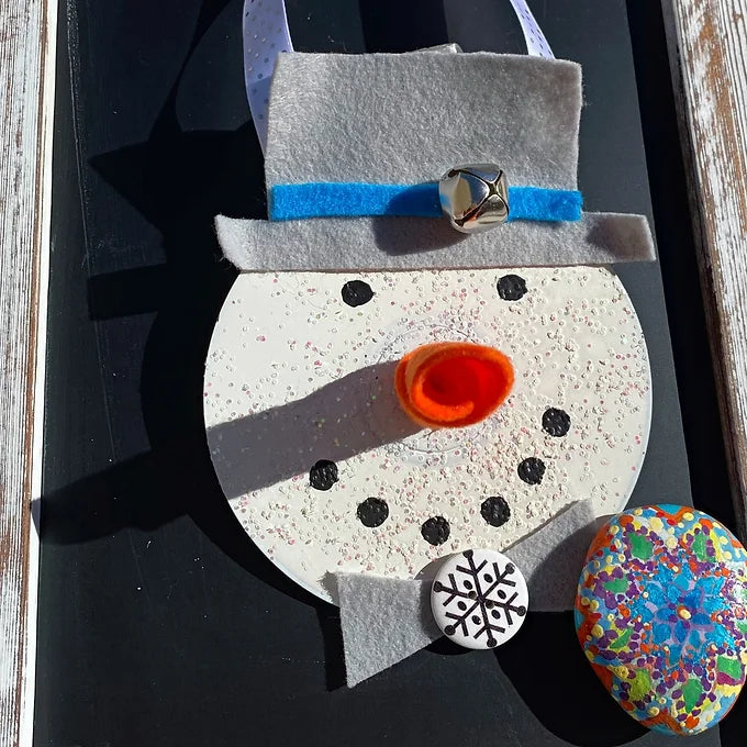 Silver and Blue Snowman Ornament