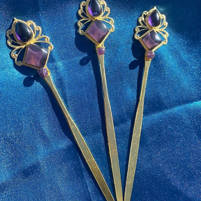 Amethyst Hairpins