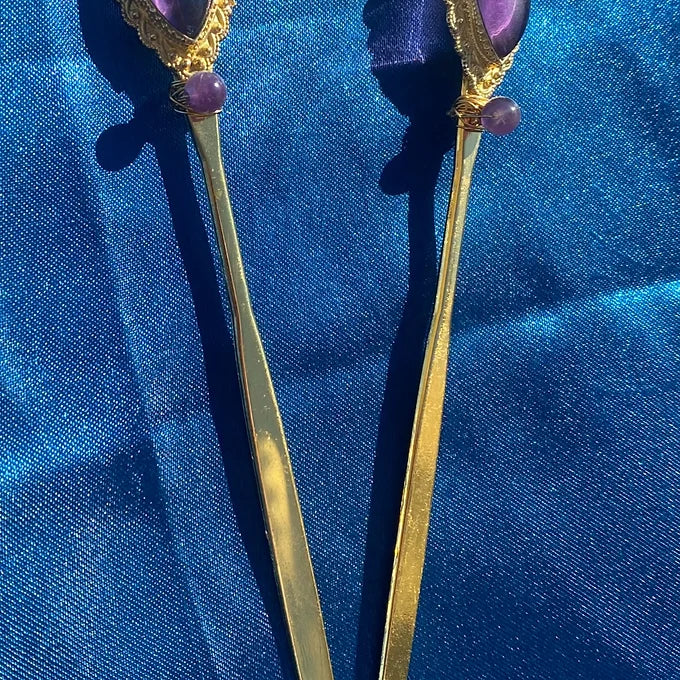 Amethyst Hairpins