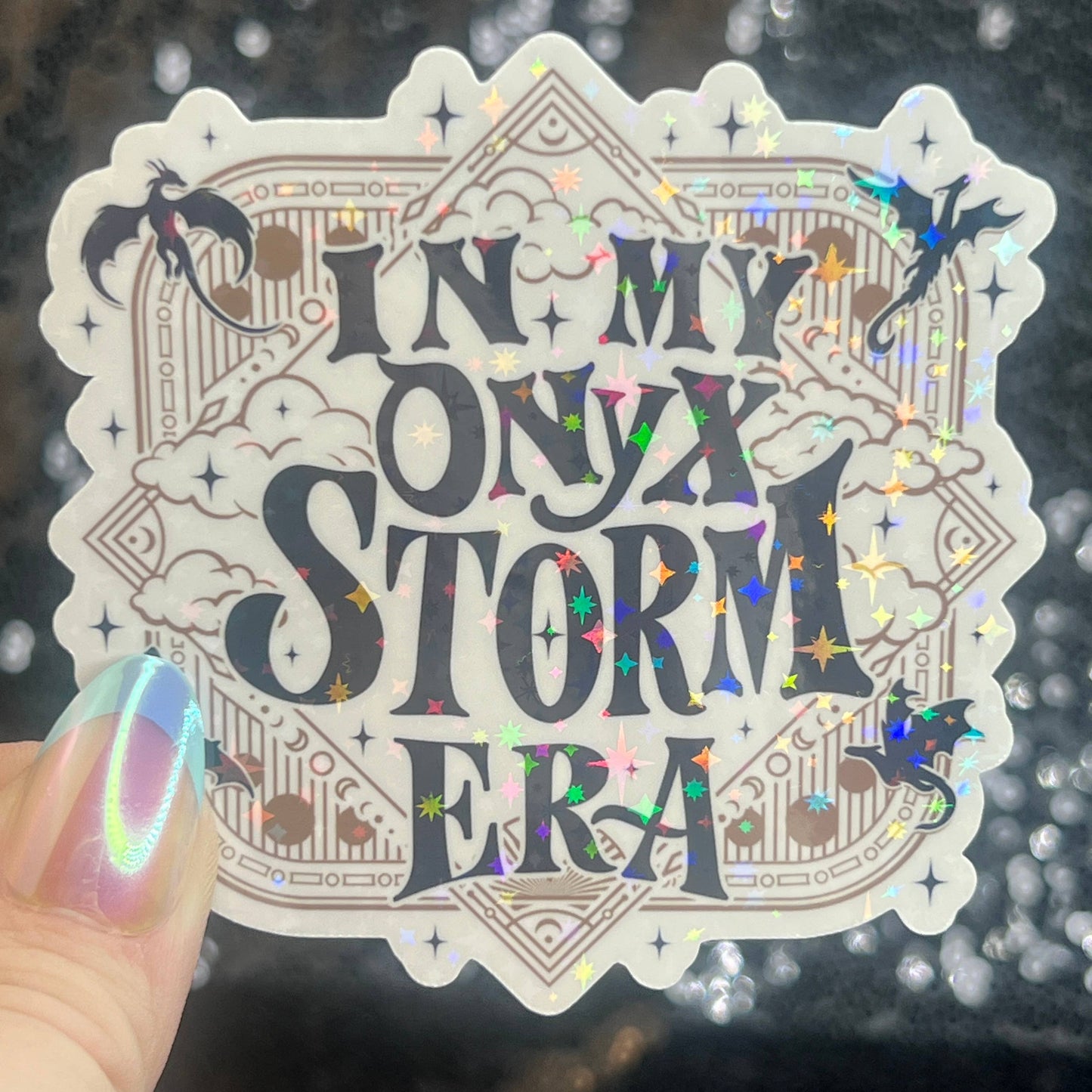 In My Onyx Storm Era Fourth Wing Holographic Sticker