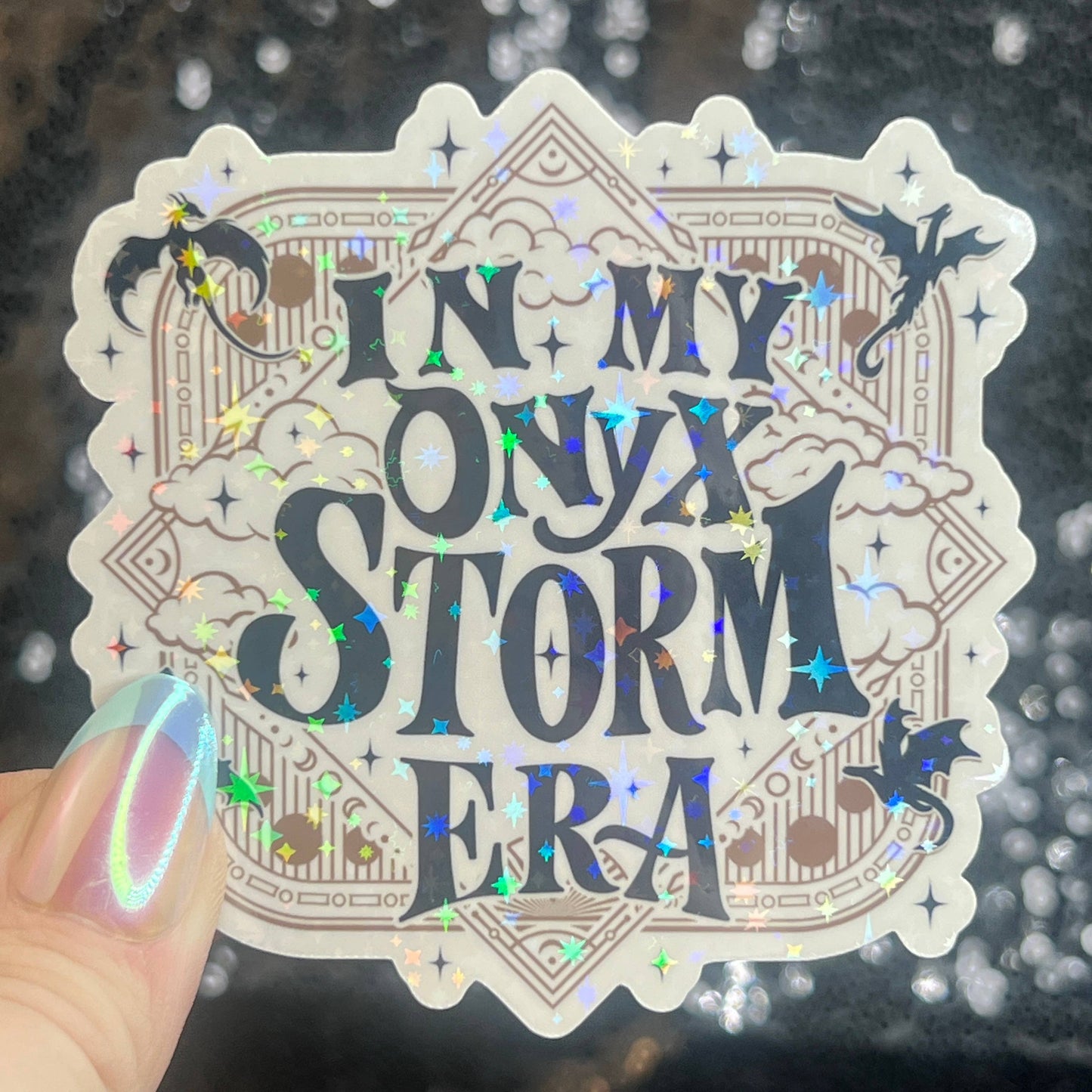 In My Onyx Storm Era Fourth Wing Holographic Sticker