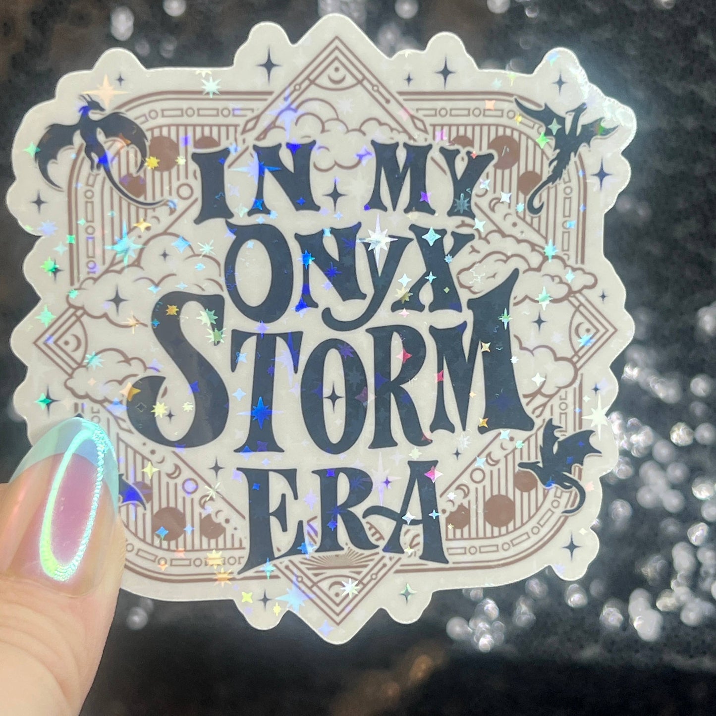 In My Onyx Storm Era Fourth Wing Holographic Sticker