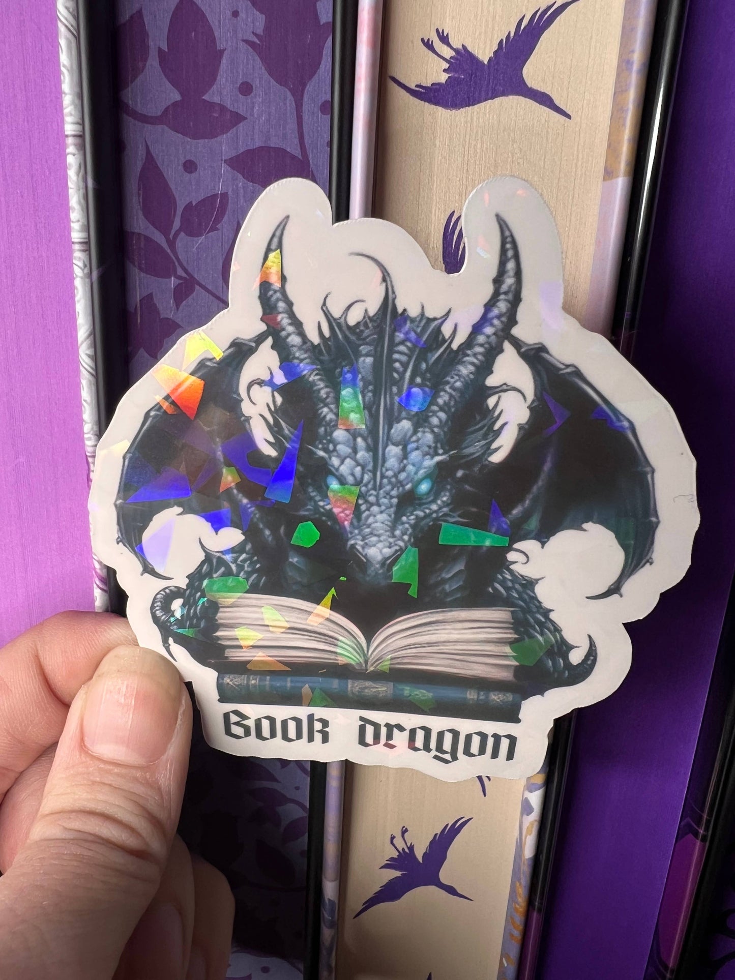 Book Dragon Holographic Sticker