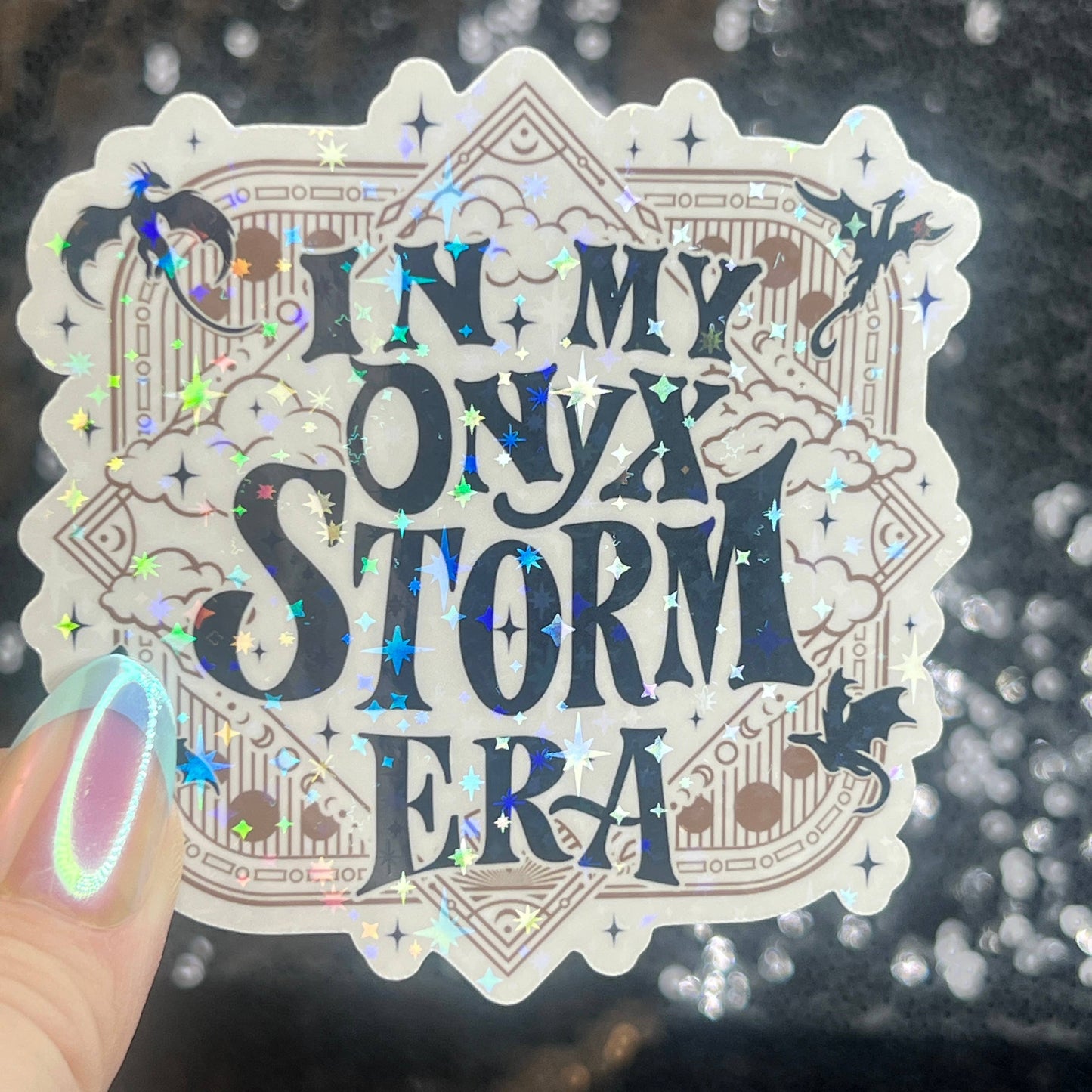 In My Onyx Storm Era Fourth Wing Holographic Sticker